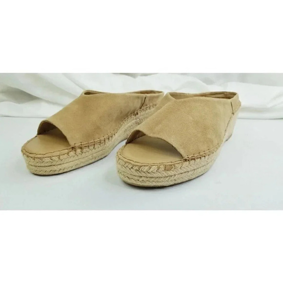 Franco Sarto Size 11M Women's Camel Color Suede Slip On Wedge Heel Pine Slide - Picture 11 of 13